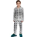 Square-diagonal-pattern-monochrome Kids  Long Sleeve Velvet Pajamas Set View1