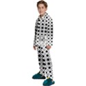 Square-diagonal-pattern-monochrome Kids  Long Sleeve Velvet Pajamas Set View2