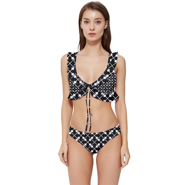 Abstract-background-arrow Low Cut Ruffle Edge Bikini Set