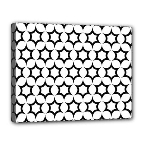 Pattern-star-repeating-black-white Canvas 14  X 11  (stretched) by Semog4