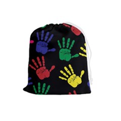 Handprints-hand-print-colourful Drawstring Pouch (large) by Semog4