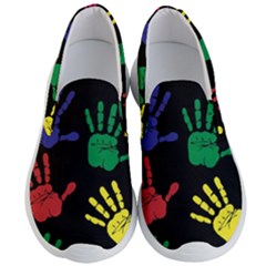 Handprints-hand-print-colourful Men s Lightweight Slip Ons by Semog4