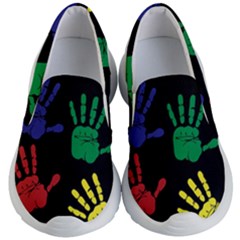 Handprints-hand-print-colourful Kids Lightweight Slip Ons by Semog4