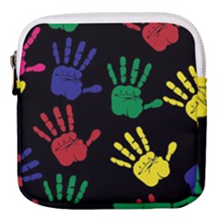 Handprints-hand-print-colourful Mini Square Pouch by Semog4