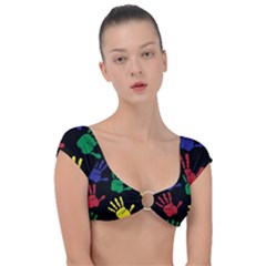 Handprints-hand-print-colourful Cap Sleeve Ring Bikini Top by Semog4