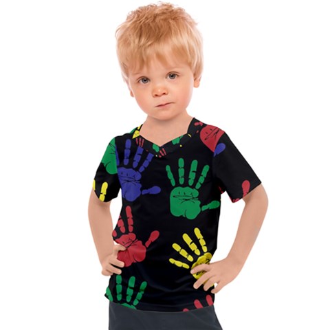 Handprints-hand-print-colourful Kids  Sports Tee by Semog4