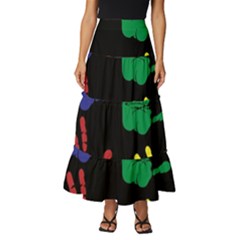 Handprints-hand-print-colourful Tiered Ruffle Maxi Skirt