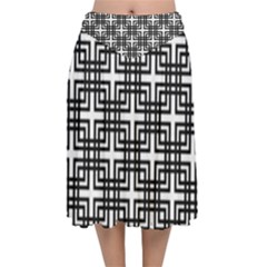 Pattern-vector-halftone-wallpaper Velvet Flared Midi Skirt by Semog4