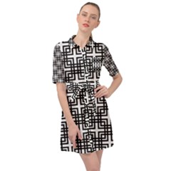 Pattern-vector-halftone-wallpaper Belted Shirt Dress by Semog4