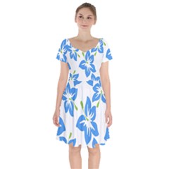 Hibiscus-wallpaper-flowers-floral Short Sleeve Bardot Dress by Semog4