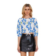 Hibiscus-wallpaper-flowers-floral Mid Sleeve Drawstring Hem Top