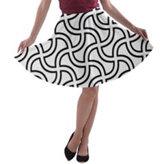 Pattern-monochrome-repeat- A-line Skater Skirt by Semog4