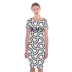 Pattern-monochrome-repeat- Classic Short Sleeve Midi Dress by Semog4