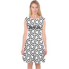 Pattern-monochrome-repeat- Capsleeve Midi Dress by Semog4