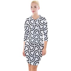 Pattern-monochrome-repeat- Quarter Sleeve Hood Bodycon Dress by Semog4