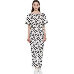 Pattern-monochrome-repeat- Batwing Lightweight Chiffon Jumpsuit by Semog4