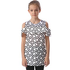 Pattern-monochrome-repeat- Fold Over Open Sleeve Top by Semog4