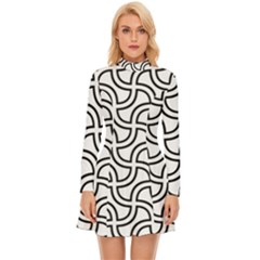 Pattern-monochrome-repeat- Long Sleeve Velour Longline Dress by Semog4