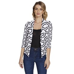 Pattern-monochrome-repeat- Women s Draped Front 3/4 Sleeve Shawl Collar Jacket