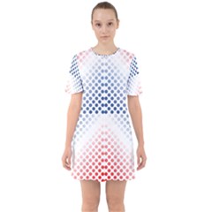 Dots-pointillism-abstract-chevron Sixties Short Sleeve Mini Dress by Semog4