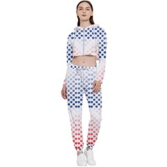 Dots-pointillism-abstract-chevron Cropped Zip Up Lounge Set by Semog4