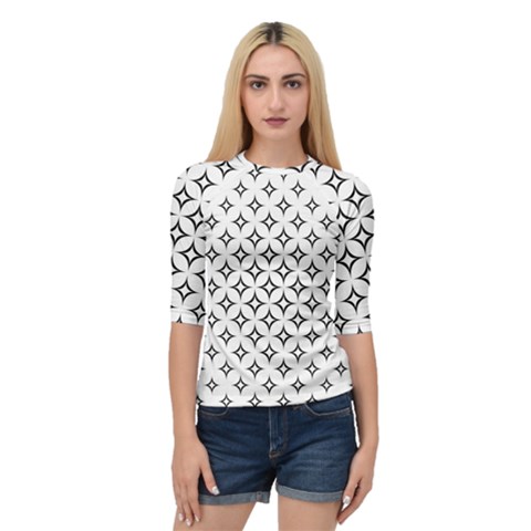 Star-curved-pattern-monochrome Quarter Sleeve Raglan Tee by Semog4