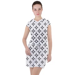 Star-curved-pattern-monochrome Drawstring Hooded Dress by Semog4