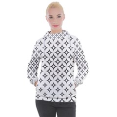 Star-curved-pattern-monochrome Women s Hooded Pullover by Semog4