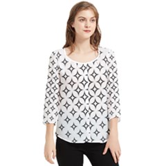 Star-curved-pattern-monochrome Chiffon Quarter Sleeve Blouse by Semog4