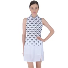 Star-curved-pattern-monochrome Women s Sleeveless Polo Tee by Semog4