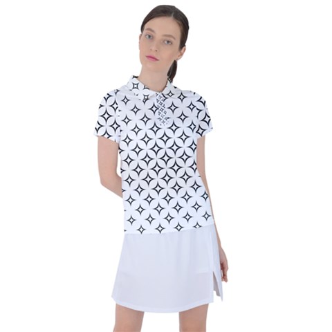 Star-curved-pattern-monochrome Women s Polo Tee by Semog4