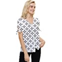 Star-curved-pattern-monochrome Bow Sleeve Button Up Top View3