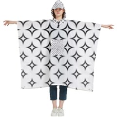 Star-curved-pattern-monochrome Women s Hooded Rain Ponchos