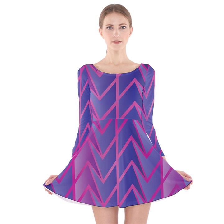 Geometric-background-abstract Long Sleeve Velvet Skater Dress