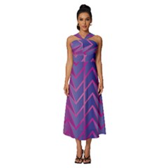 Geometric-background-abstract Sleeveless Cross Front Cocktail Midi Chiffon Dress by Semog4