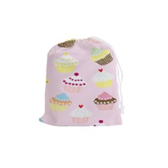 Cupcakes Wallpaper Paper Background Drawstring Pouch (medium) by Semog4