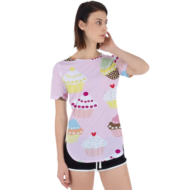 Cupcakes wallpaper paper background Perpetual Short Sleeve T-Shirt