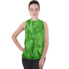 Mosaic-tile-geometrical-abstract Mock Neck Chiffon Sleeveless Top by Semog4