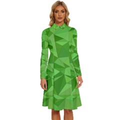 Mosaic-tile-geometrical-abstract Long Sleeve Shirt Collar A-line Dress by Semog4