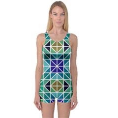 Mosaic-triangle-symmetry- One Piece Boyleg Swimsuit by Semog4