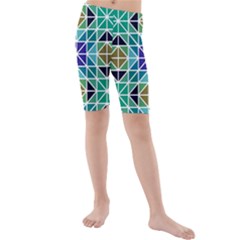 Mosaic-triangle-symmetry- Kids  Mid Length Swim Shorts by Semog4