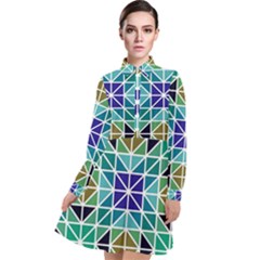 Mosaic-triangle-symmetry- Long Sleeve Chiffon Shirt Dress by Semog4