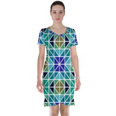 Mosaic-triangle-symmetry- Short Sleeve Nightdress by Semog4