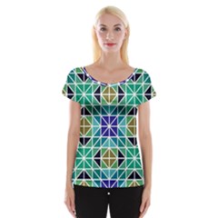 Mosaic-triangle-symmetry- Cap Sleeve Top by Semog4