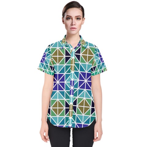 Mosaic-triangle-symmetry- Women s Short Sleeve Shirt by Semog4