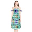 Mosaic-triangle-symmetry- Shoulder Tie Bardot Midi Dress View1