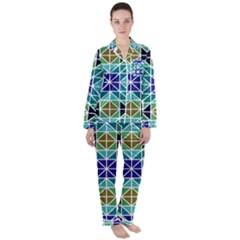 Mosaic-triangle-symmetry- Women s Long Sleeve Satin Pajamas Set	 by Semog4