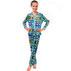 Mosaic-triangle-symmetry- Kid s Satin Long Sleeve Pajamas Set by Semog4