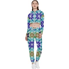 Mosaic-triangle-symmetry- Cropped Zip Up Lounge Set by Semog4