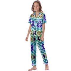 Mosaic-triangle-symmetry- Kids  Satin Short Sleeve Pajamas Set by Semog4